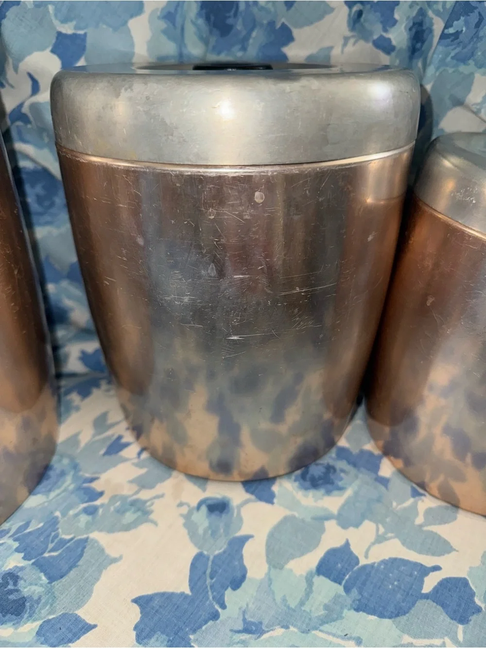 Vintage West Bend pink copper aluminum canister set